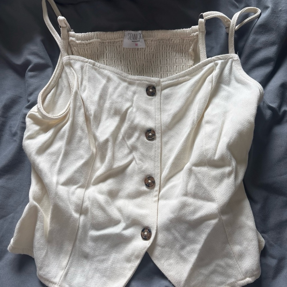 Sienna Sky Cream Button-Front Tank Top